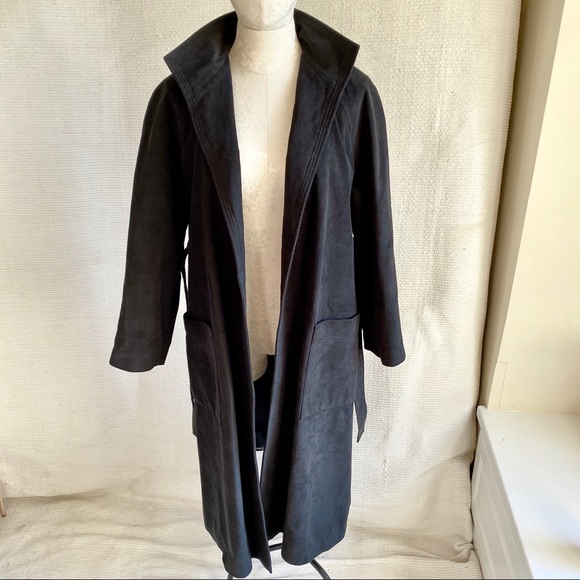 Vintage 70s Ultrasuede Wrap Belted Trench Coat - Picture 3 of 8